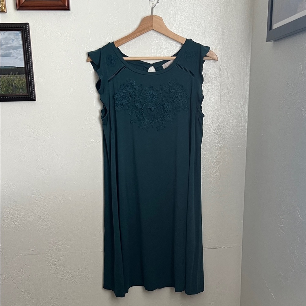 Elegant Teal Sleeveless Dress LOFT